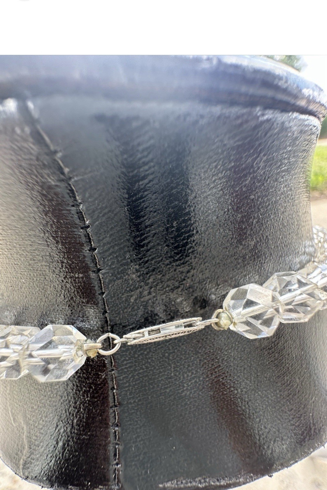 Vintage Victorian Rock Crystal Beaded with Sterling Silver Clasp 16” Necklace