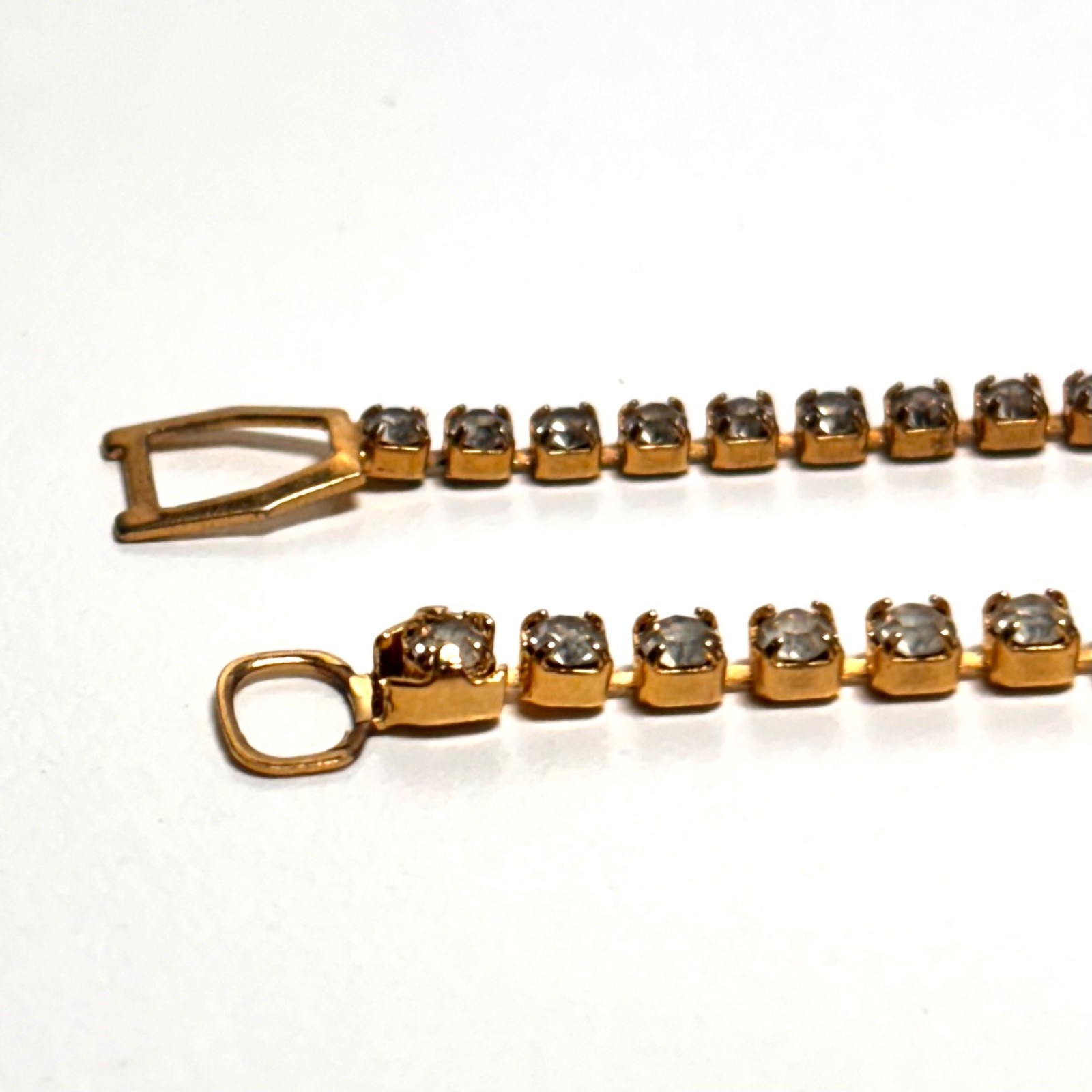 BRACELETS 2 ct set tennis rhinestone goldtone metal sisters mother daughter vint