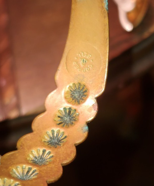 Vintage Copper Cuff With Arrow And Shield Native Design Bracelet 2-1/2″ Across