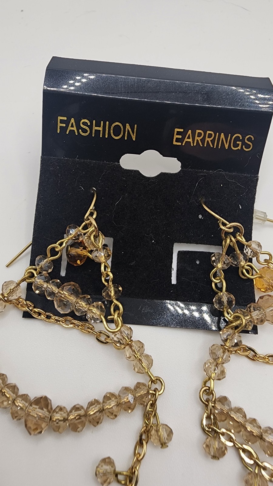 Vintage Women’s Gold Toned Large Bead Faux Diamond Earrings Jewelry Set