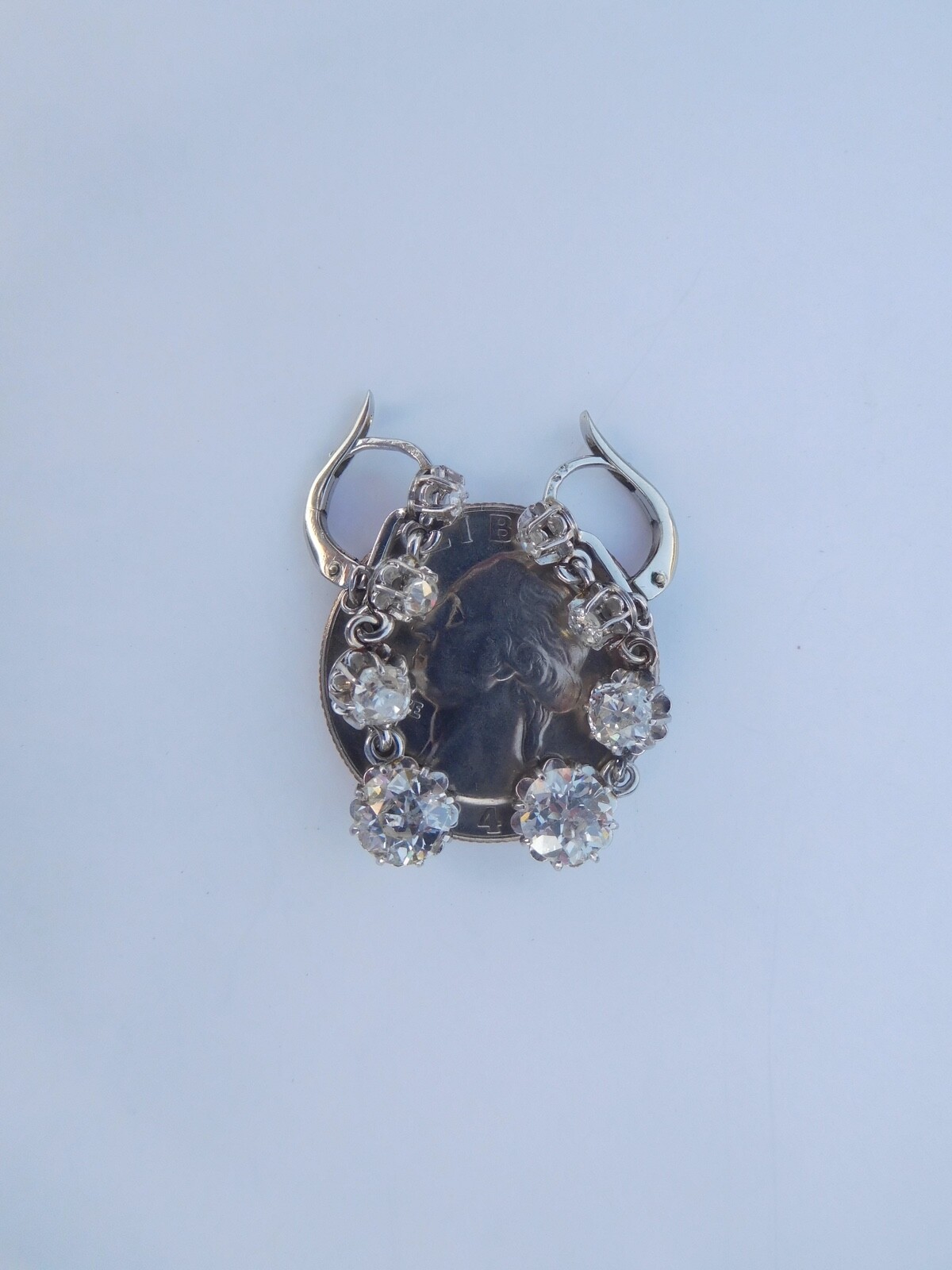 French Art Deco 850 900 Platinum Approximately 2 Carats Diamonds Earrings 💎