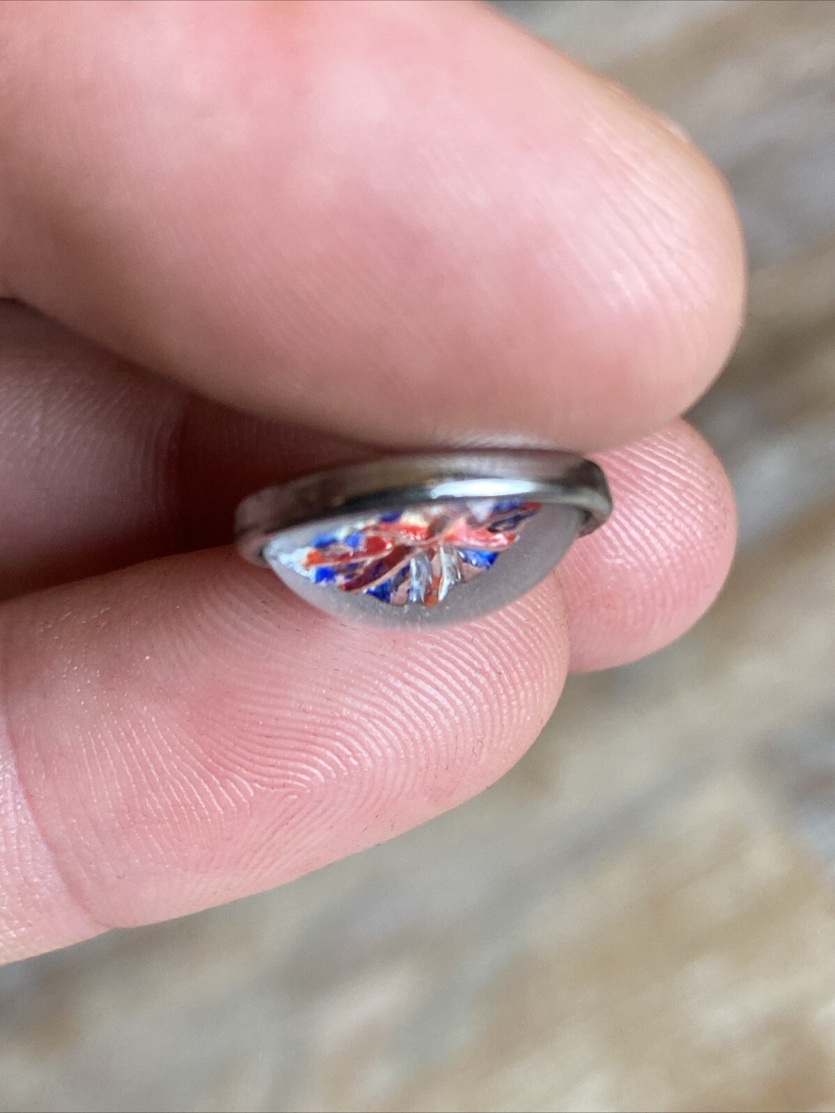 Antique Bubble Goofus Glass Reverse Painted Carved Intaglio British England Flag