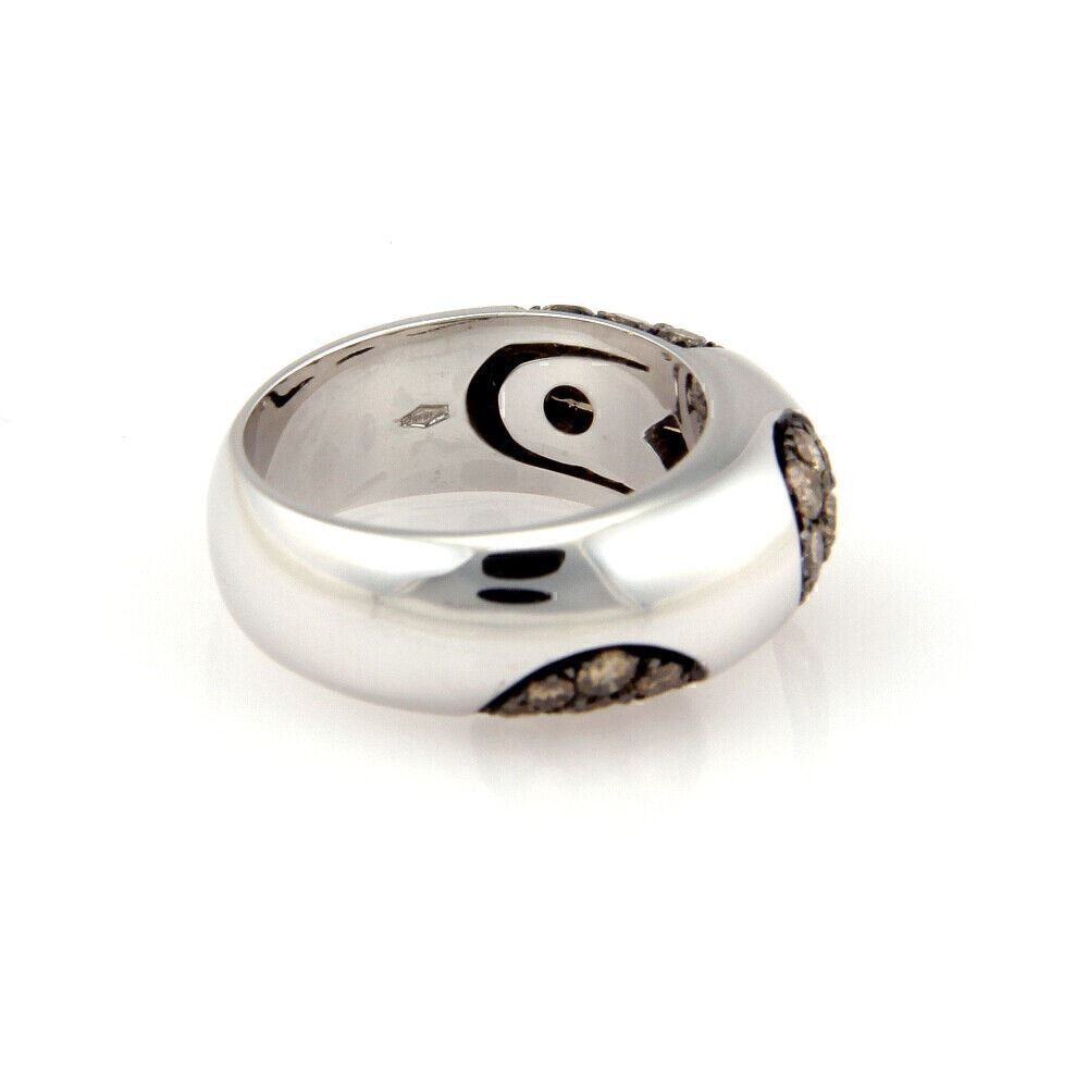 Koesia Champagne Diamond 18k White Gold Dome Band Ring – Size 6.5