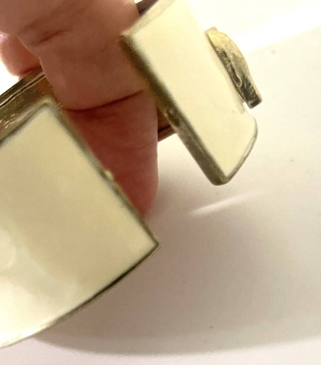 Vintage Enamel Cuff Bracelet Elephants Ivory Goldtone Crystals Hinge Opening