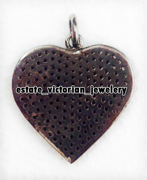 Victorian 1.24ctw Genuine Old Mine Rose Cut Diamond Silver Heart Charm Jewelry