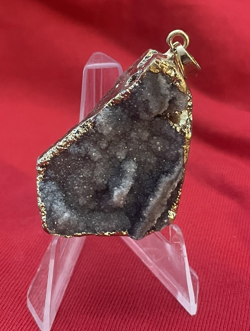 Gorgeous Purple Gray Slice of a Geode-Pendant Setting-Handmade (8)