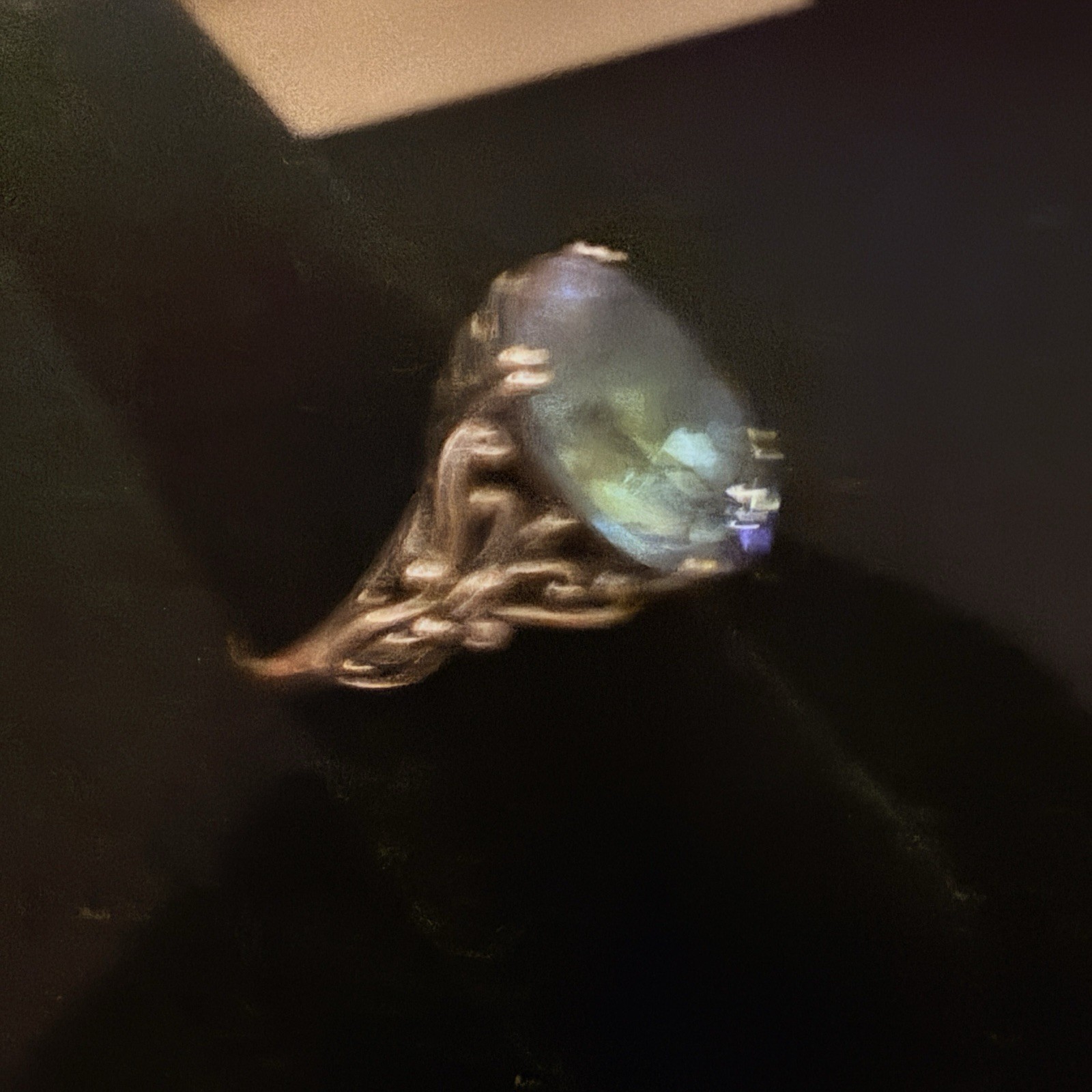 Sterling Silver Rainbow Topaz Aquamarine Blue Ring Size7. Very Pretty Antique