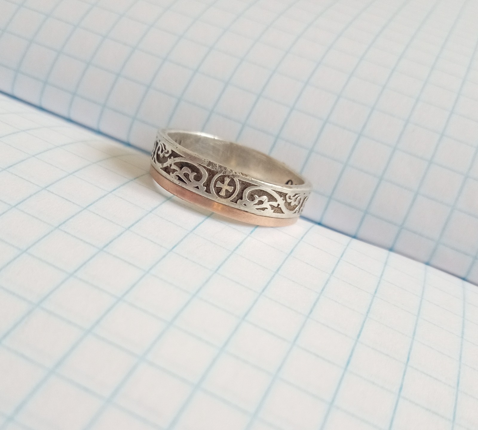 Vintage Beautiful Ring Sterling Silver 925 Golg 375 test Women Jewelry size 7.25