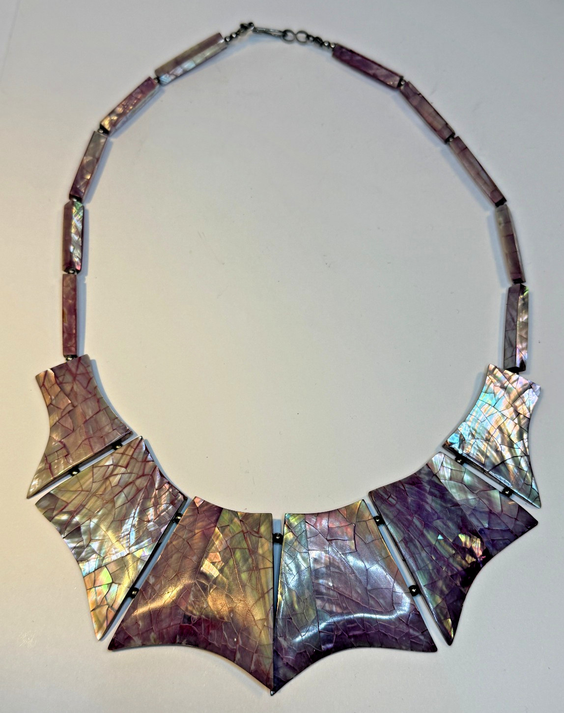 vtg Diana Marco Pink Dragon Scale Choker 18″ bib Necklace