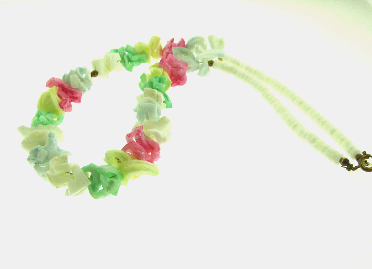 Puka Shell Necklace in Pink and Green 16.75 inch
