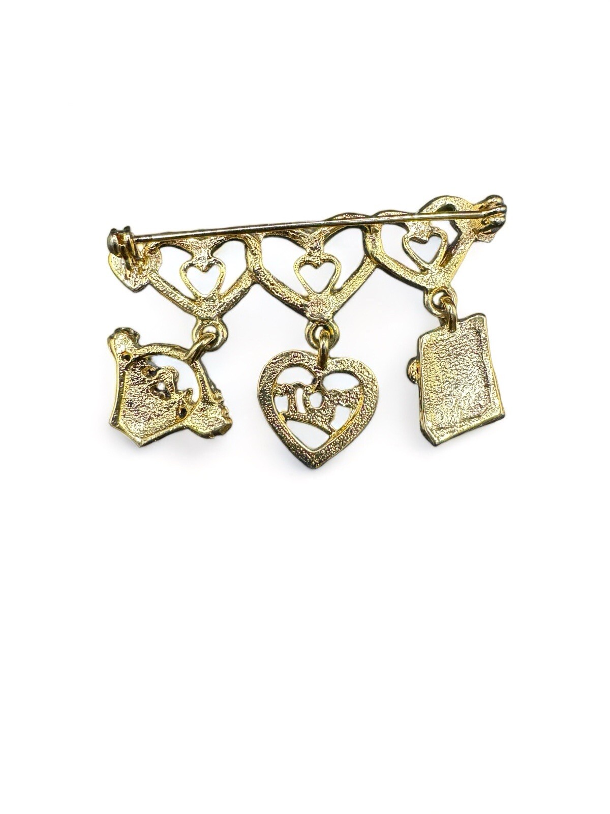 Vintage Mother’s Gold-Tone And Rhinestone Hearts And Flowers Brooches