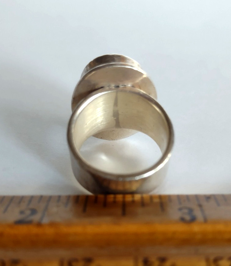 Signed ATI Mexico Sterling Silver 925 Red Jasper Modernist Ring Size 5.75/6