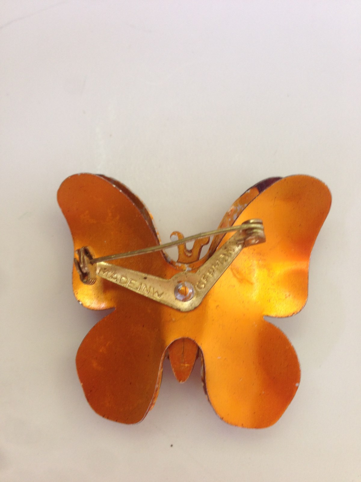 VINTAGE JEWELRY WESTERN GERMANY brown fall colors ENAMEL BUTTERFLY BROOCH PIN