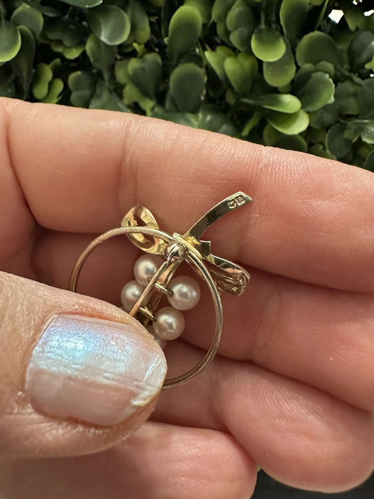 Vintage Mikimoto Pearl Signed MS Vermeil Sterling Brooch Pin
