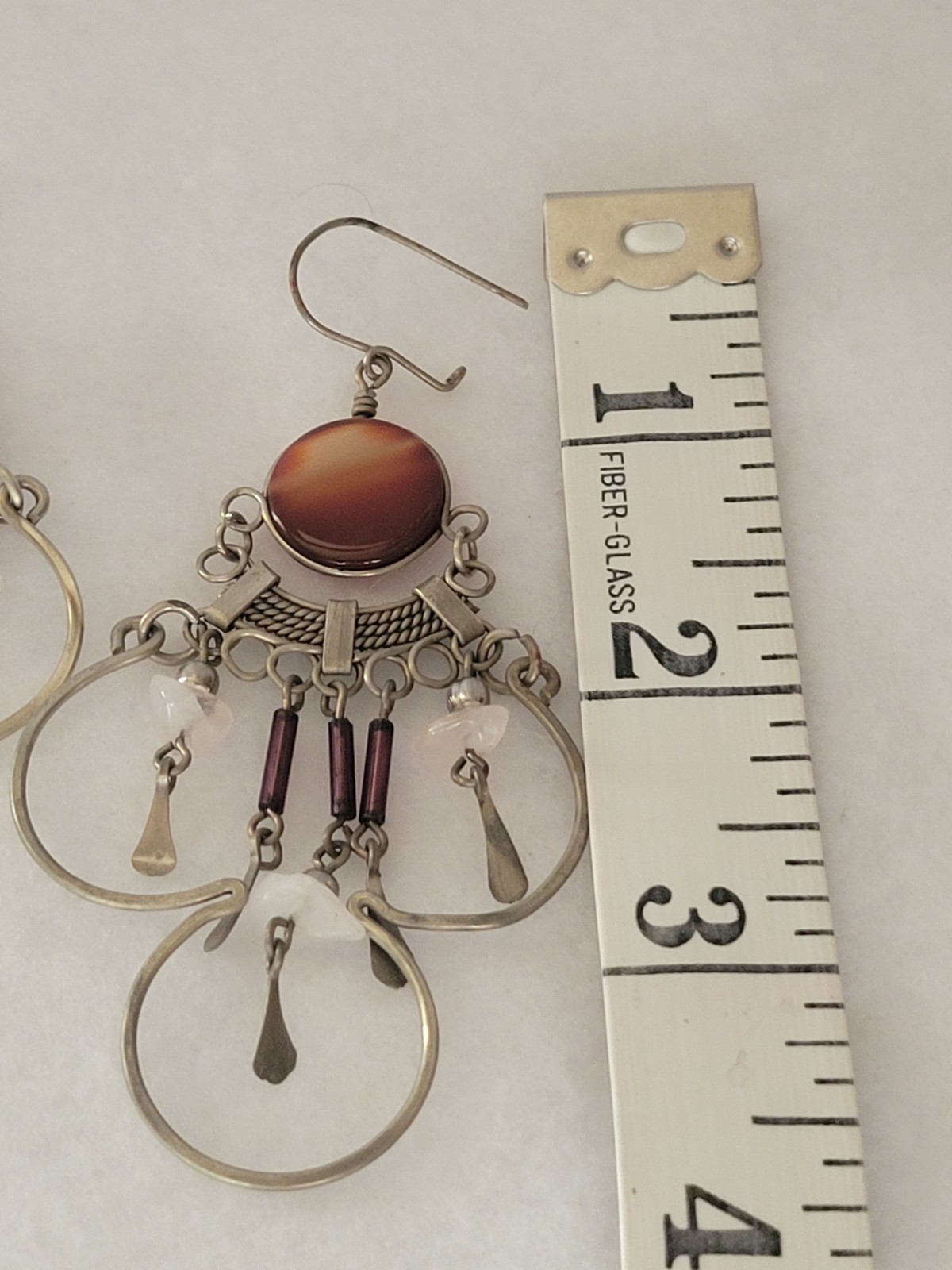 Vtg Chandelier Boho Dangling Pierced Earrings Metal Silver Tone Jewelry