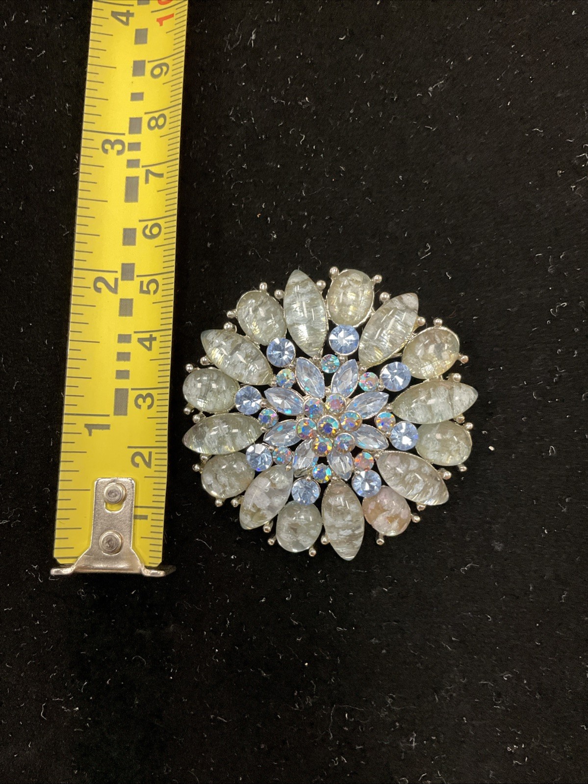 Vintage 1960’s Stunning Large Blue Tones Floral Spray Brooch Pin