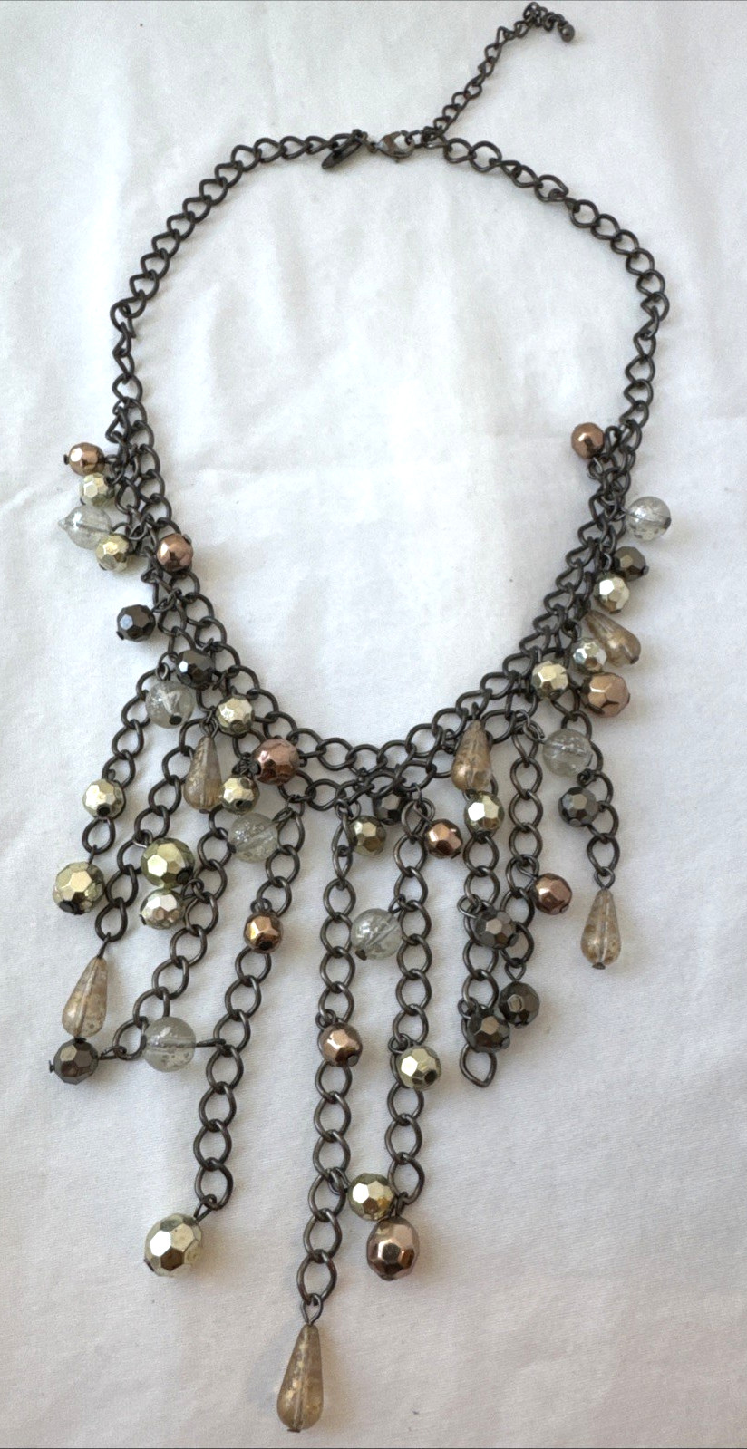 Gunmetal VTG Modernist Metal Necklace Mesh Chainmail Choker goth Hippie Gypsy