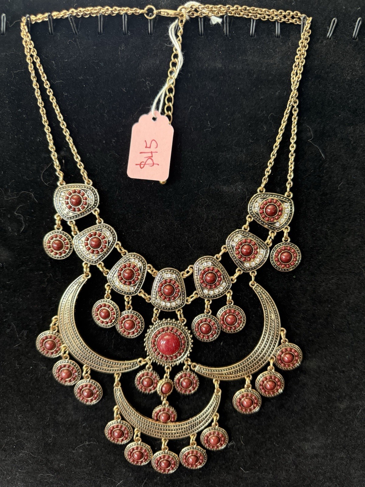 Vintage Multi-layered Afghan Tribal Style Ornate Statement Necklace