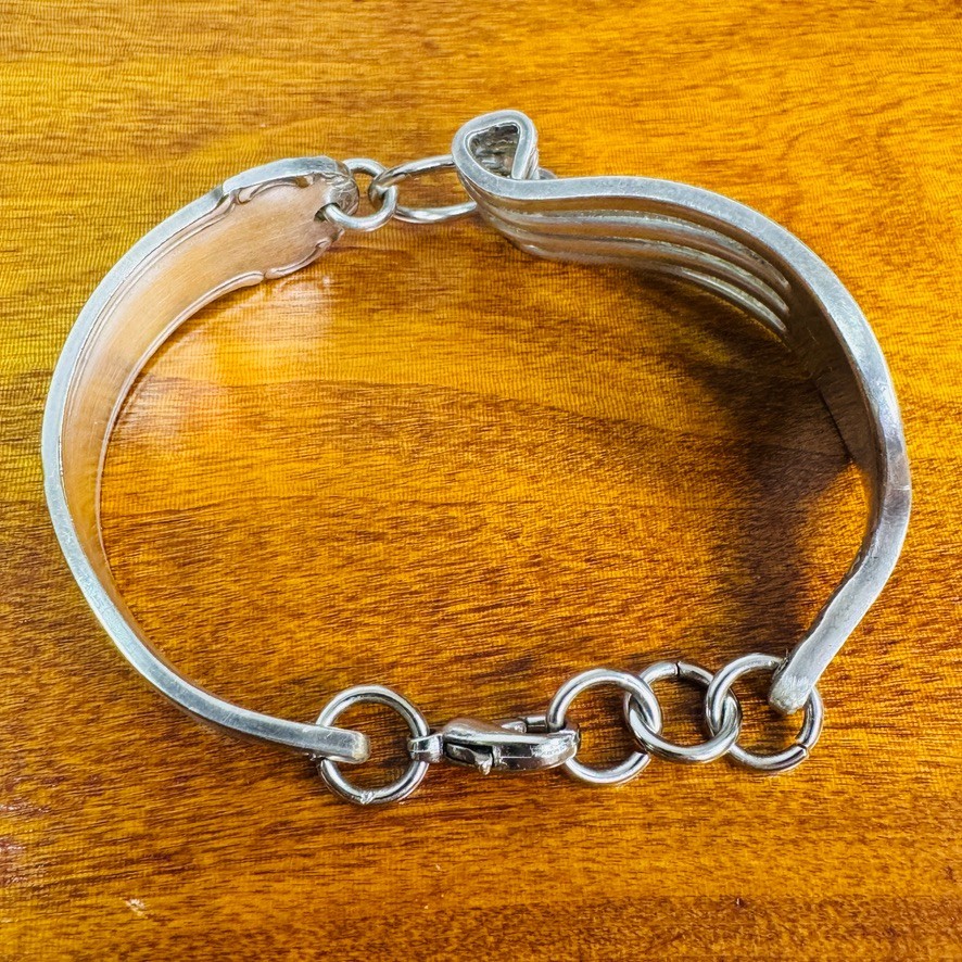 Vintage Silverware Curled Tip Fork Bangle Silverplate Bracelet
