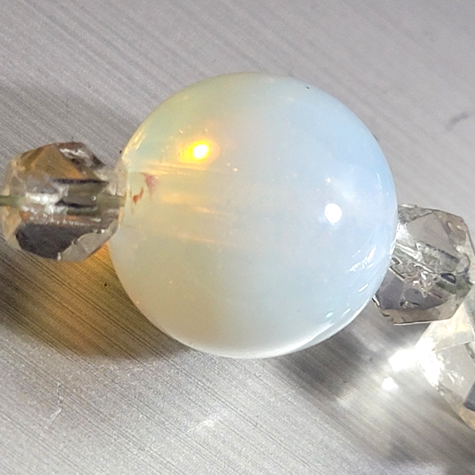 Multicolor Beaded Necklace Opalite Glass And Faceted Crystal Beads 19 in France