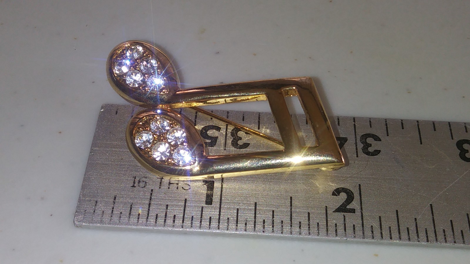 Allison Reed brooch pin gold tone musical notes with rhinestones
