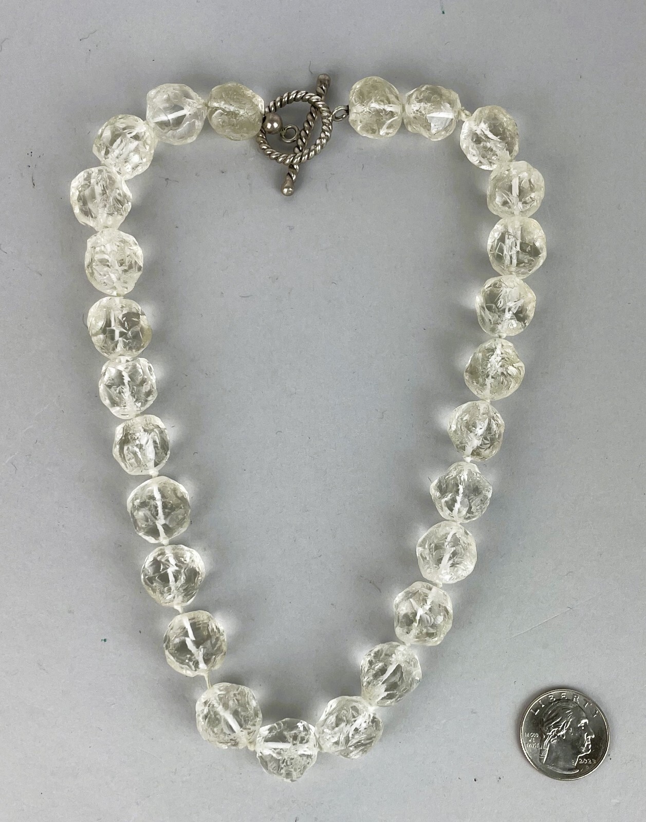 Vintage 1980’s Rock Crystal Quartz Crystal Nugget Tumble Necklace 20″