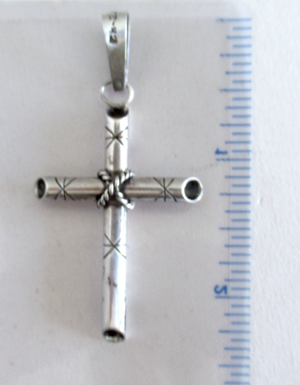 VINTAGE TAXCO MEXICO STERLING CROSS PENDANT 2 3/8 INCHES