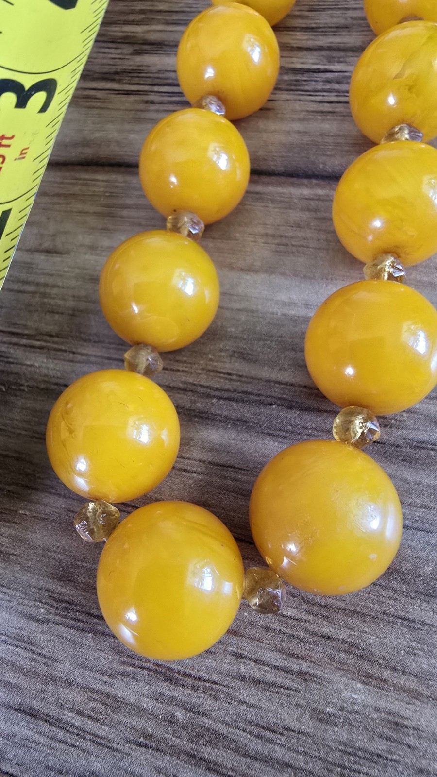 Vintage Baltic Butterscotch Amber Egg Yolk Bakelite Necklace 64 Grams