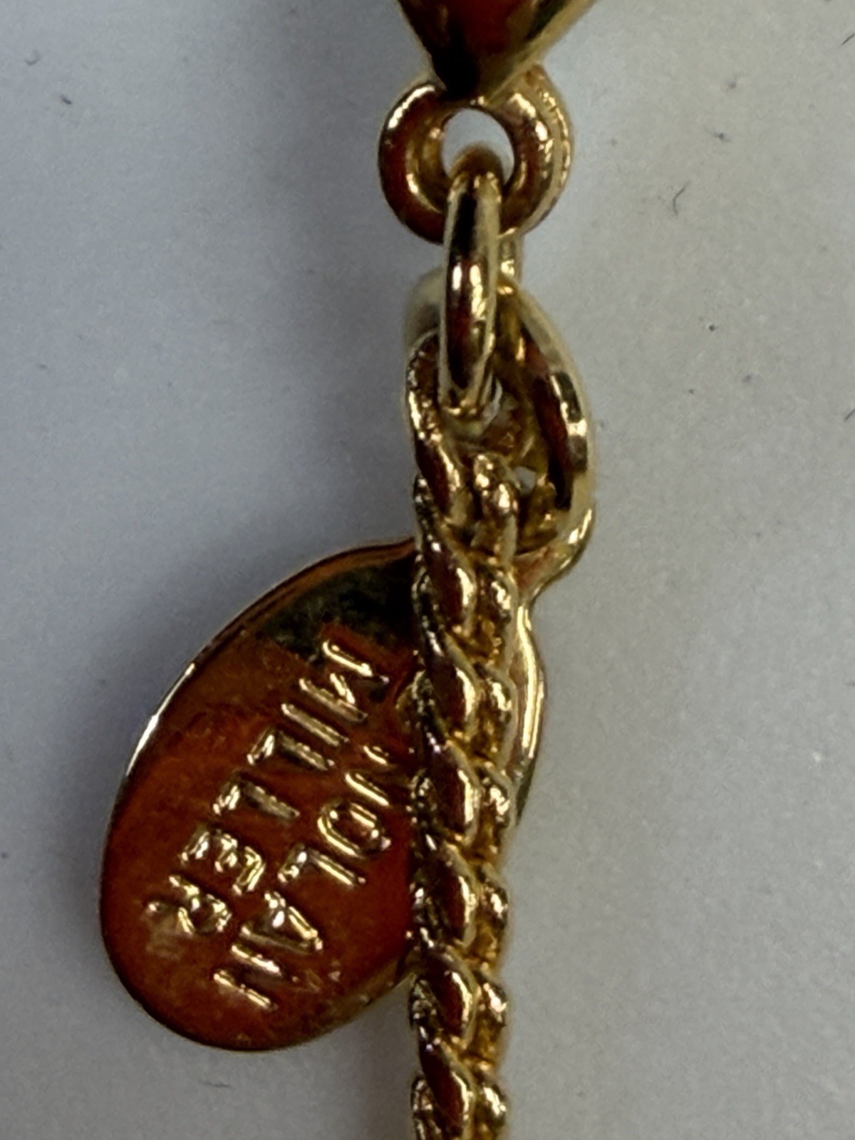 Vintage Necklace Nolan Miller Heart Pendant Goldtone Crystal 22 inches