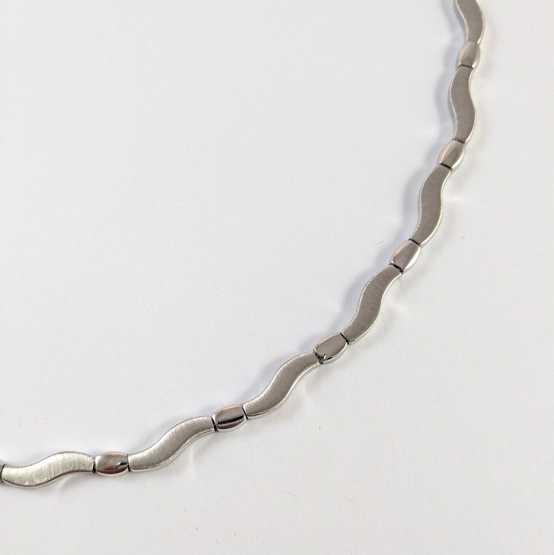 45cm Danish Sterling Silver Randers Solv Troels Tvenstrup Handmade wave necklace