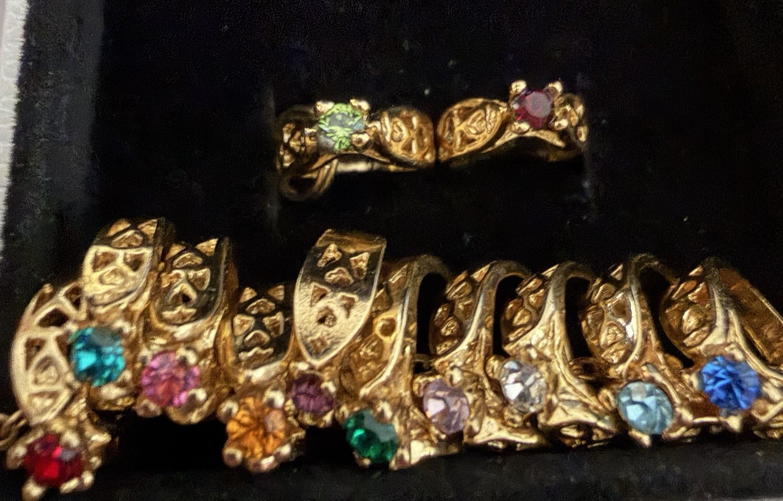 New Rare Vintage Avon Birthstone Ring Charm Pendant Gold Tone You Pick Month