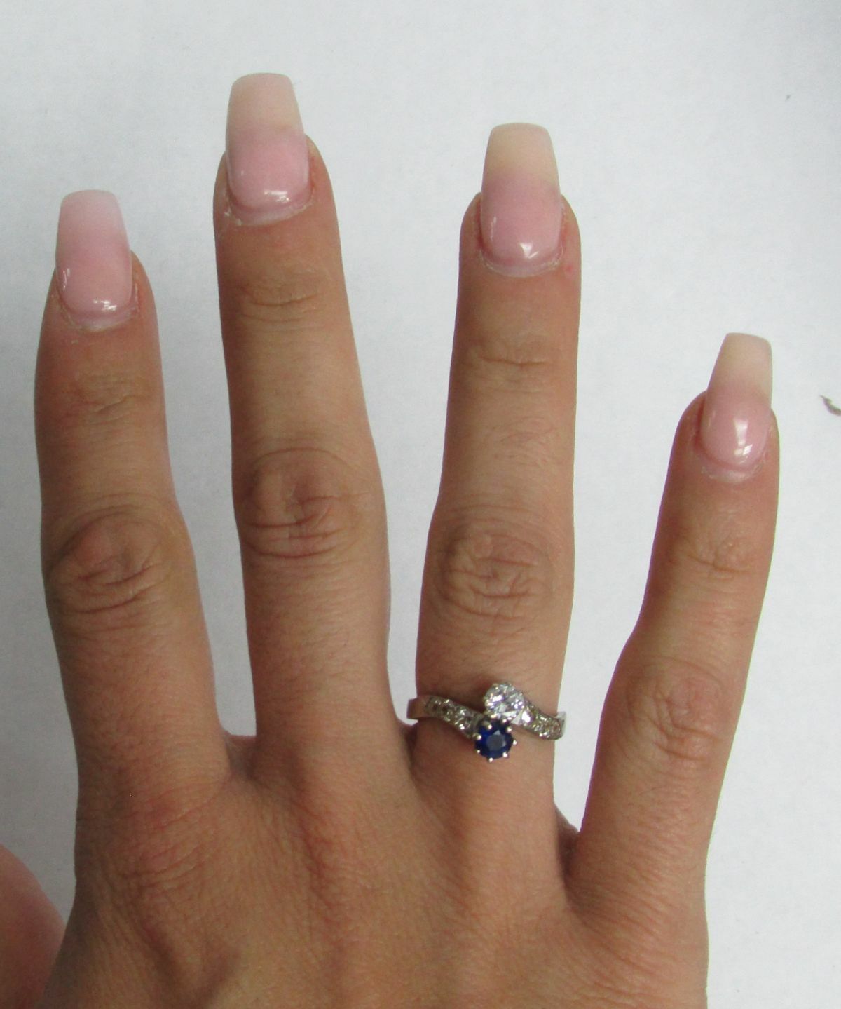 1963 SWEDISH CRAFTED 18K GOLD 0.35 ct DIAMOND & BLUE SAPPHIRE RING SIZE 8 1/2