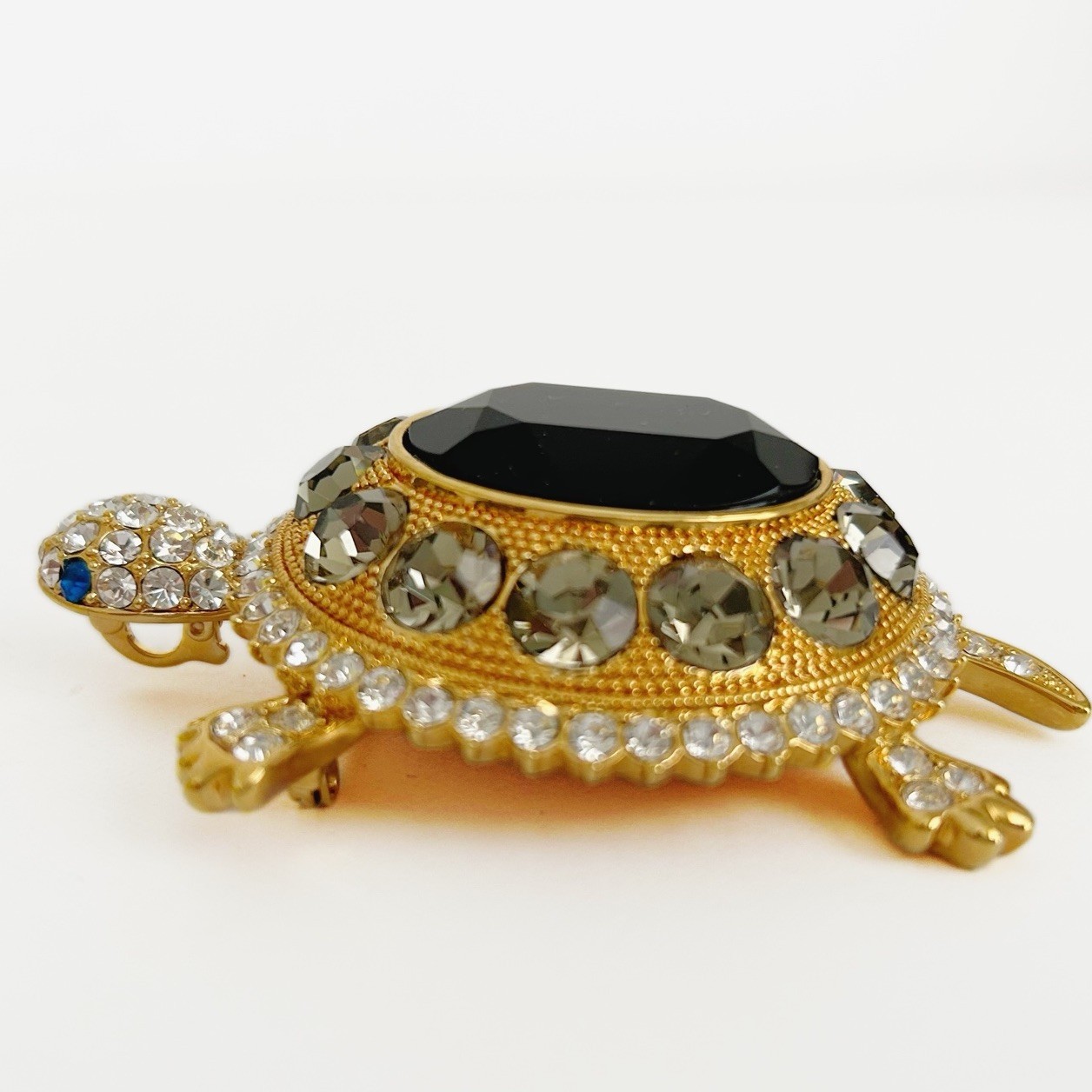 HSN Princess Amanda Borghese LARGE Rhinestone Turtle Brooch Pin Pendant
