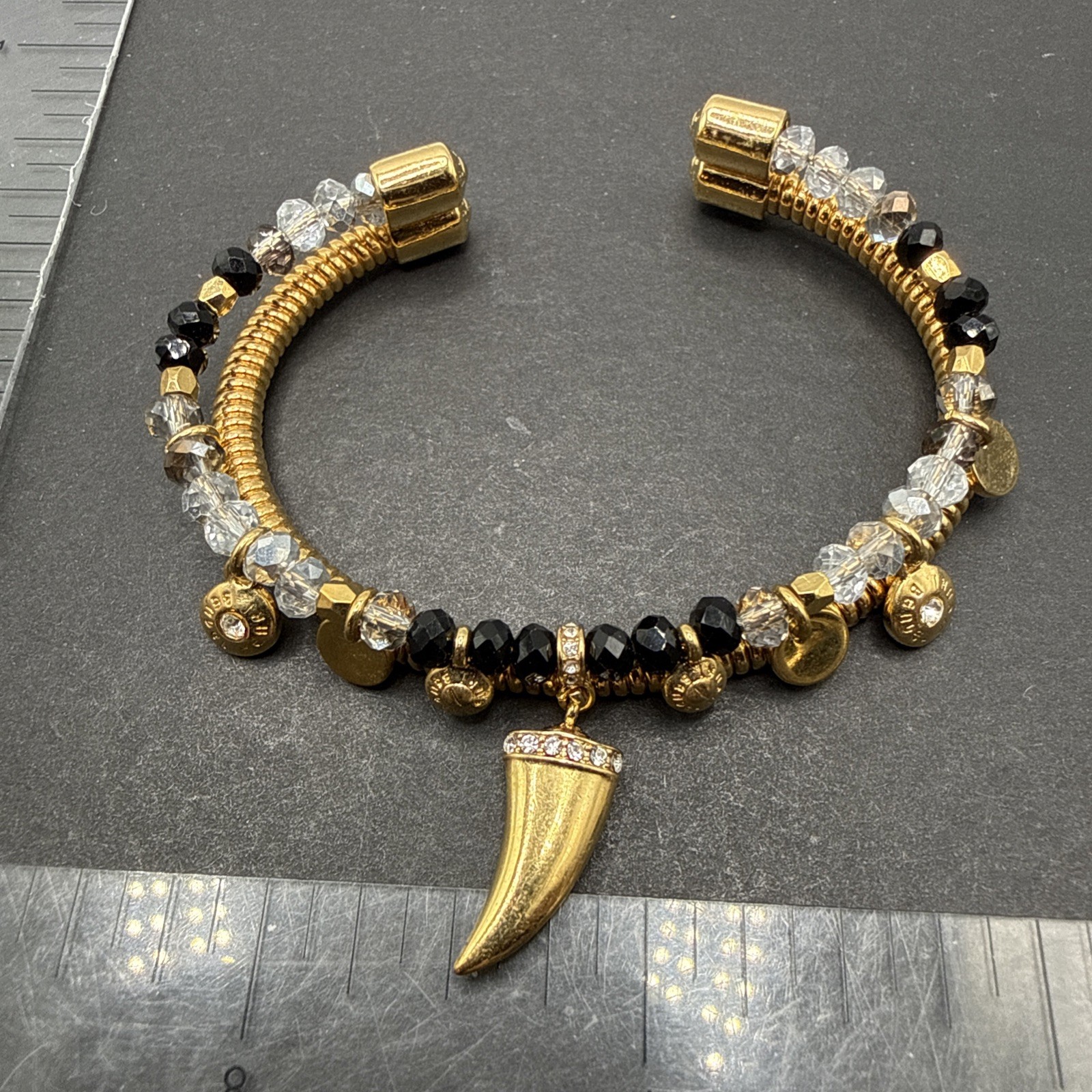 Henri Bendel Signed Gold Tone Beaded Bracelet C11