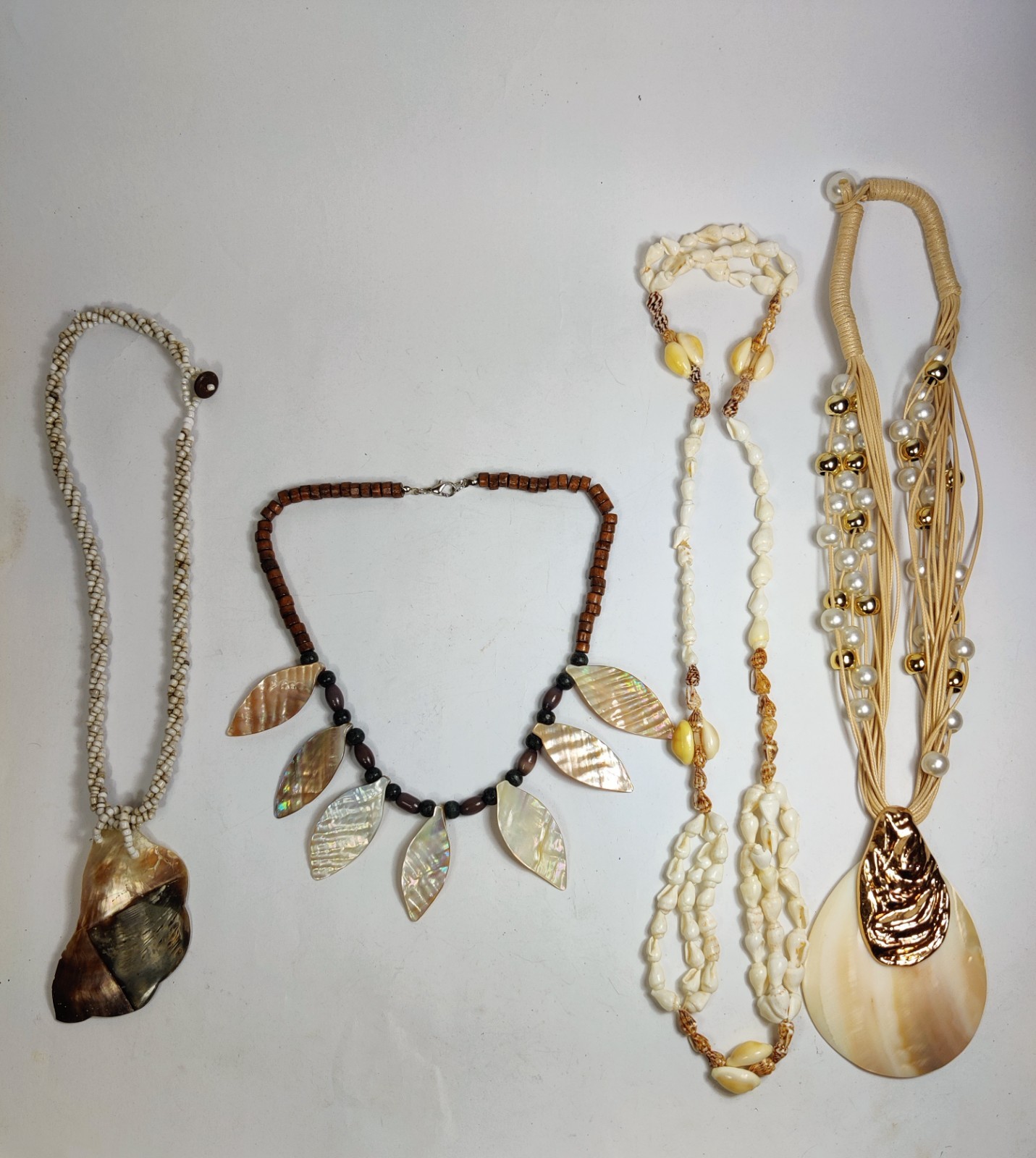 Vintage Mother of Pearl & Sea Shell Jewelry Lot | Natural Beach Necklace Set