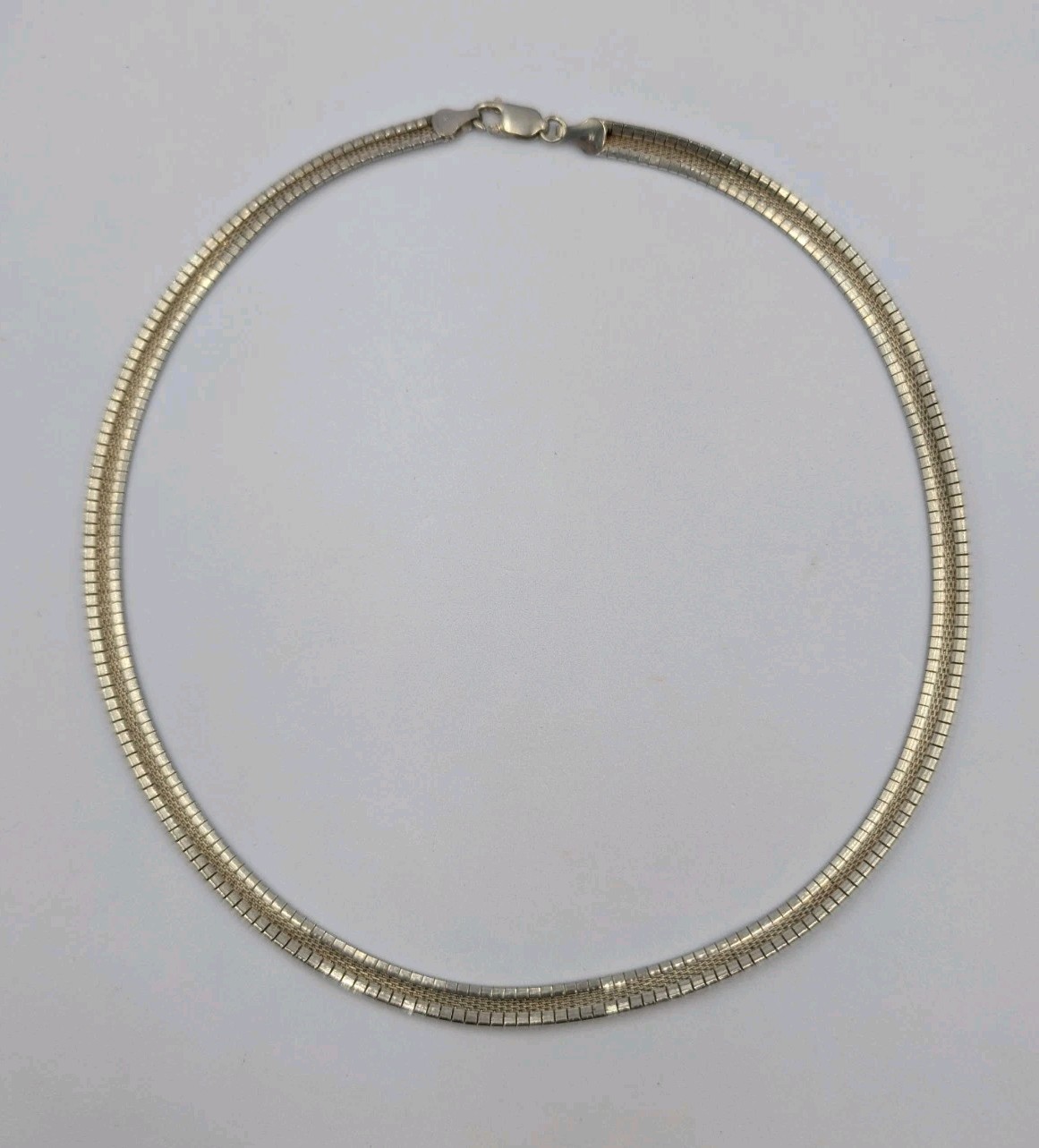 By M Vtg Sterling Silver 6mm Flat Omega Italian Chain 925 17.5″ Necklace – 26.4g