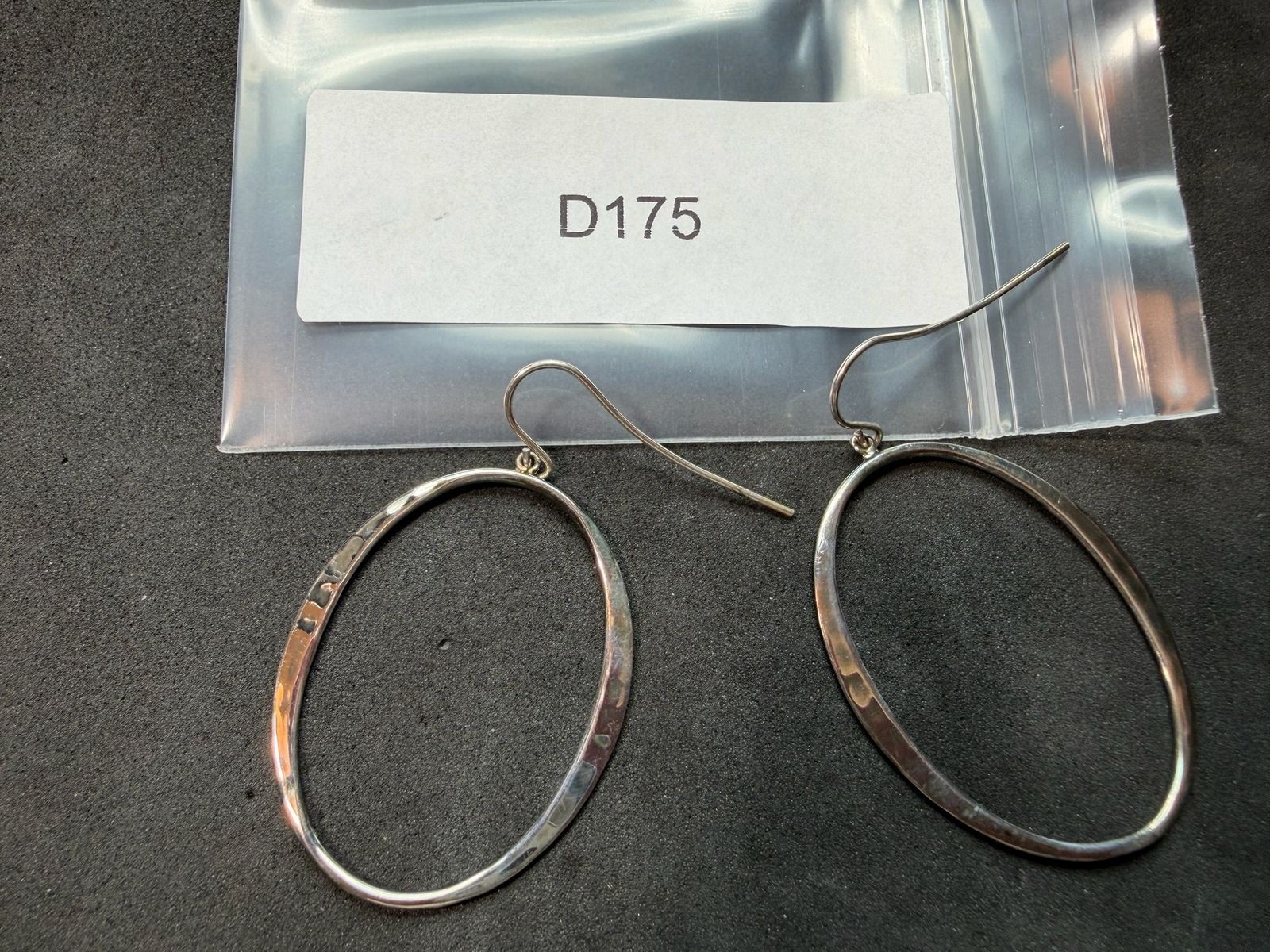 3.74g Vintage Sterling Silver 925 Large Oval Hoop Dangle Drop Earrings M