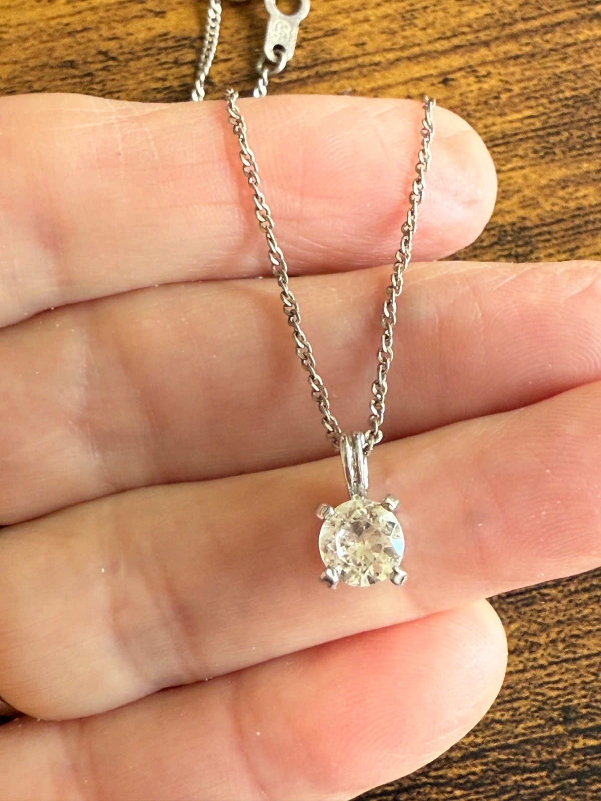Vintage 1960s Iolite sterling pendant necklace on 20” fine sterling chain