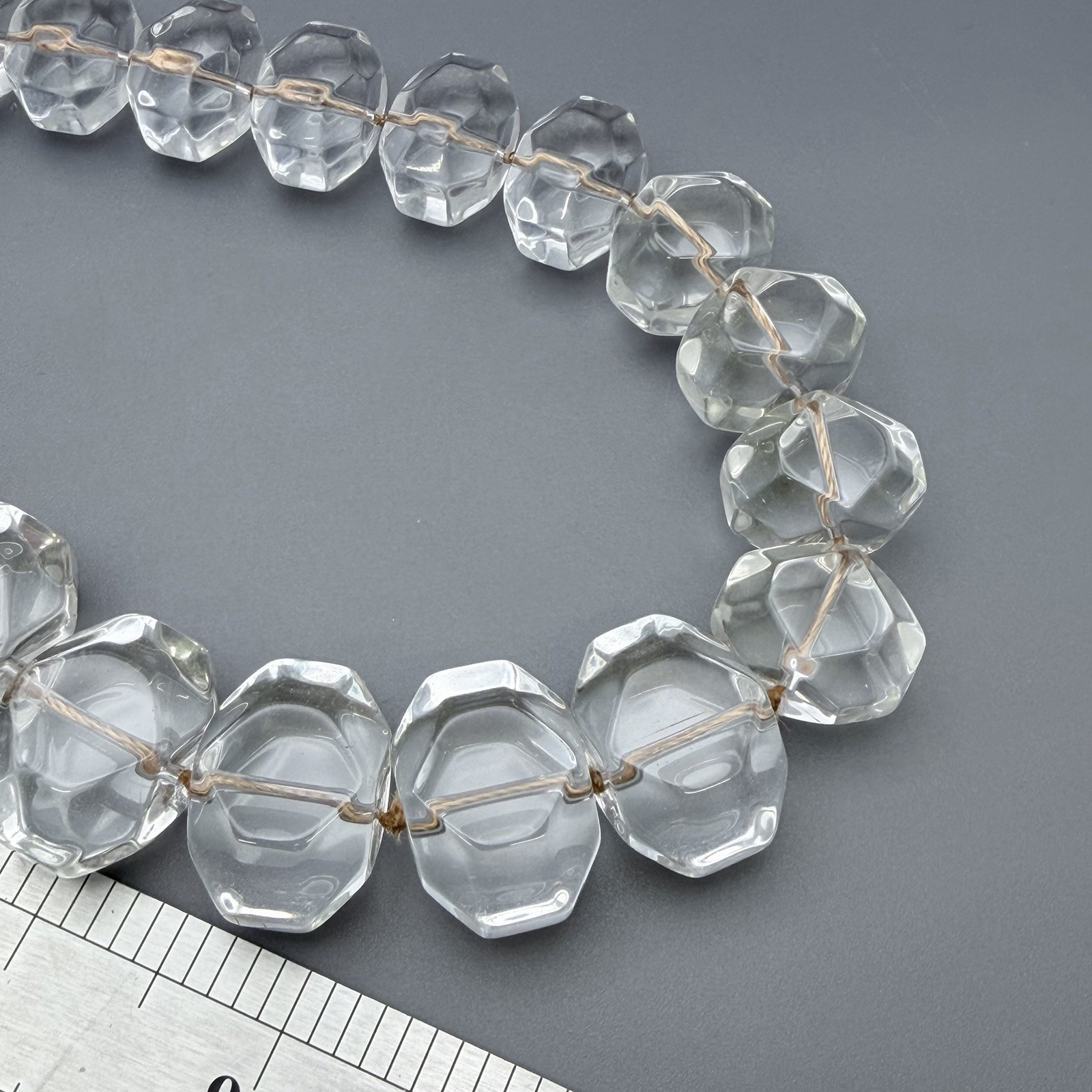 Chunky Clear Glass Bead Necklace Talbots 22” Rock Cube Shaped Beads Statement