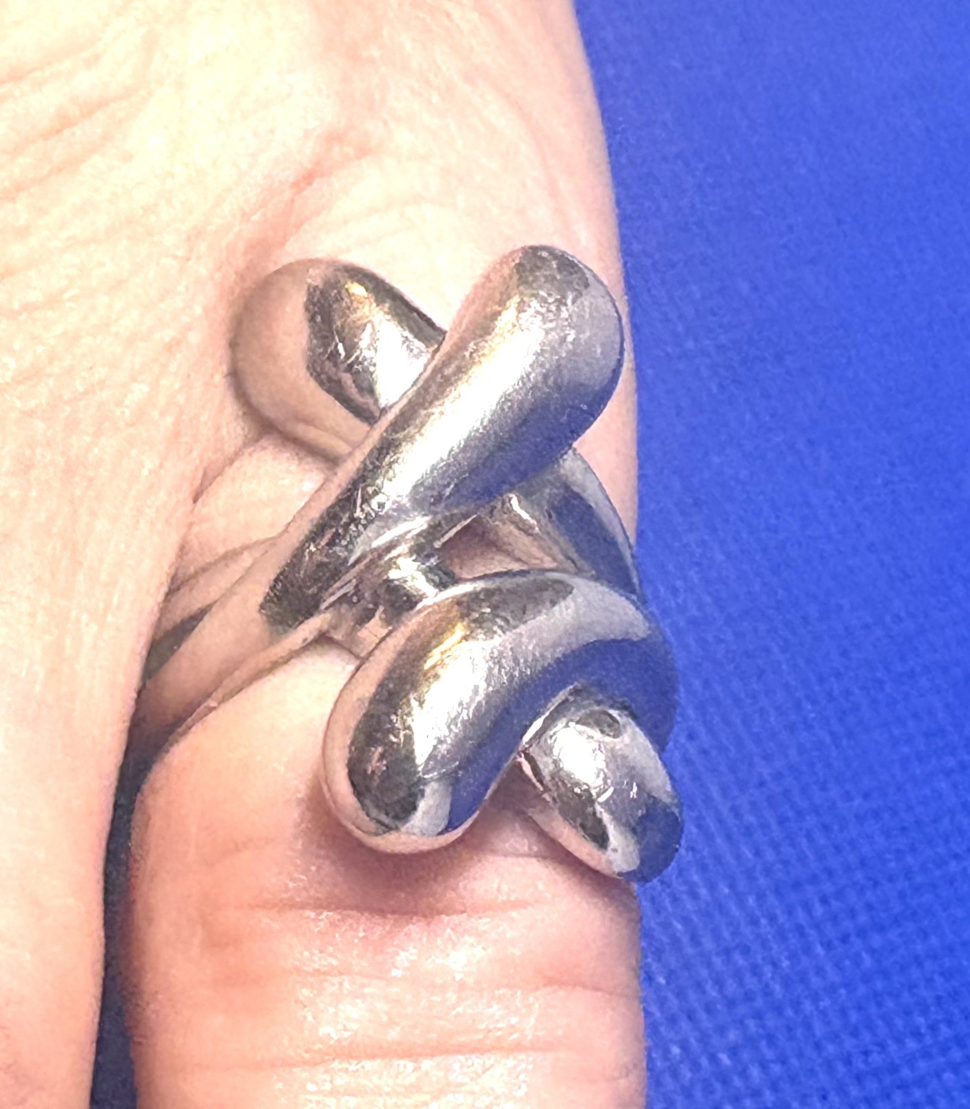 X05 Sculpture Double Criss Cross Modernist 925 Sterling Silver Ring 8g Size 8.5