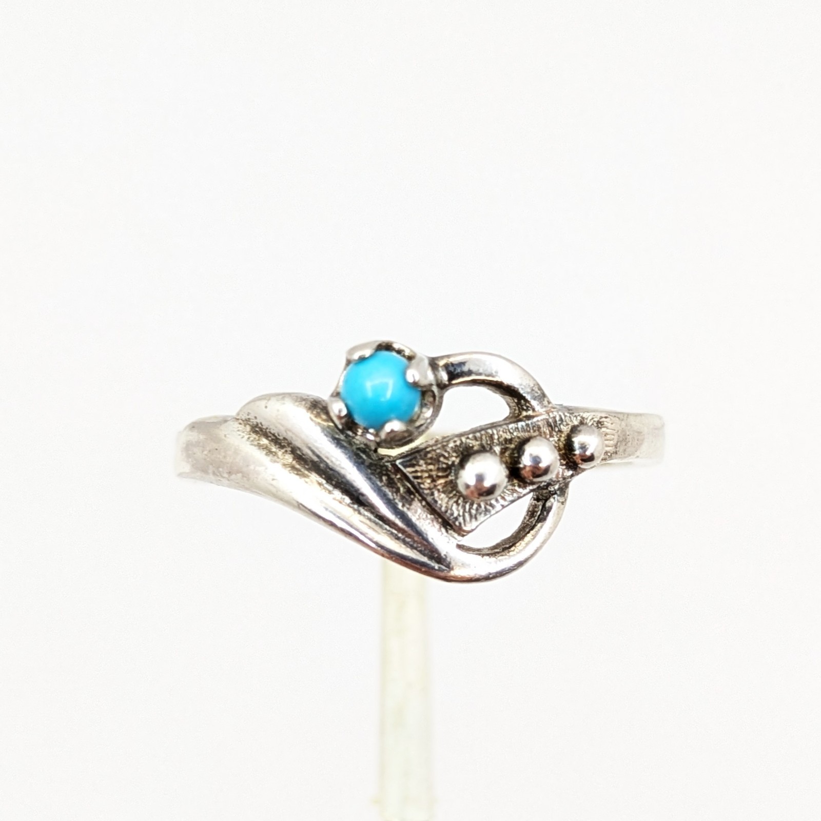 Vintage Soviet RING Silver⭐925 mark USSR with Turquoise-size: 8.5US (18.5mm) #19
