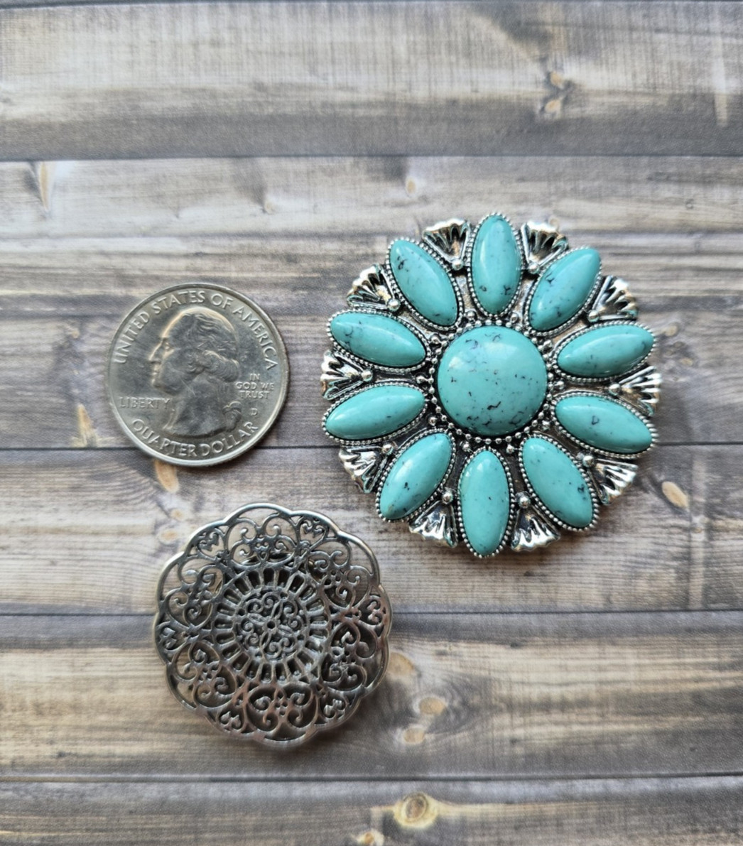 Magnetic Brooch, Faux Turquoise stone. Western Jewelry, Scarf, Hat Magnetic Pin