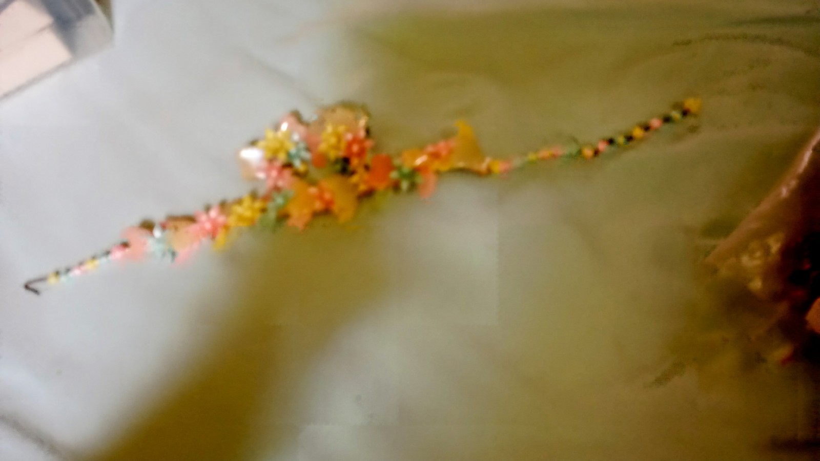 Vintage Made In Germany Plastic Flowers And Hearts Set Necklace Earrings Old