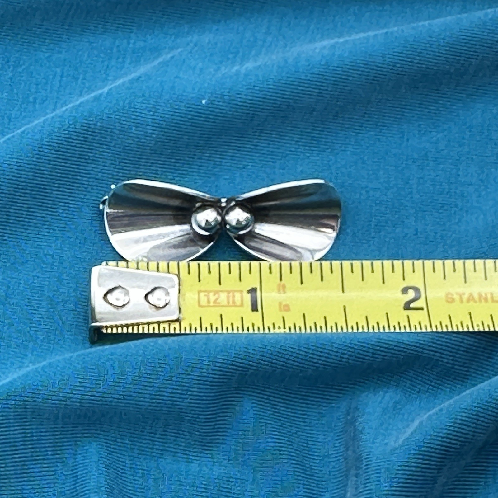 Vintage N.E. From Denmark Sterling Silver Modernist Bow Brooch Pin MCM 925 1.5″