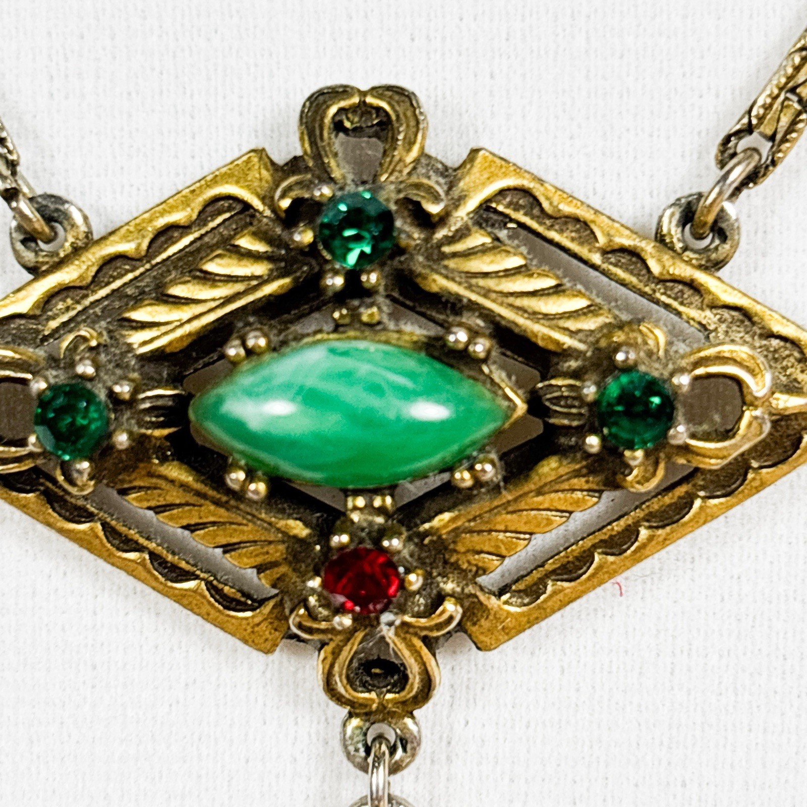 Vintage Art Deco Revival Flux Stone Lavalier Choker Necklace 15in C17