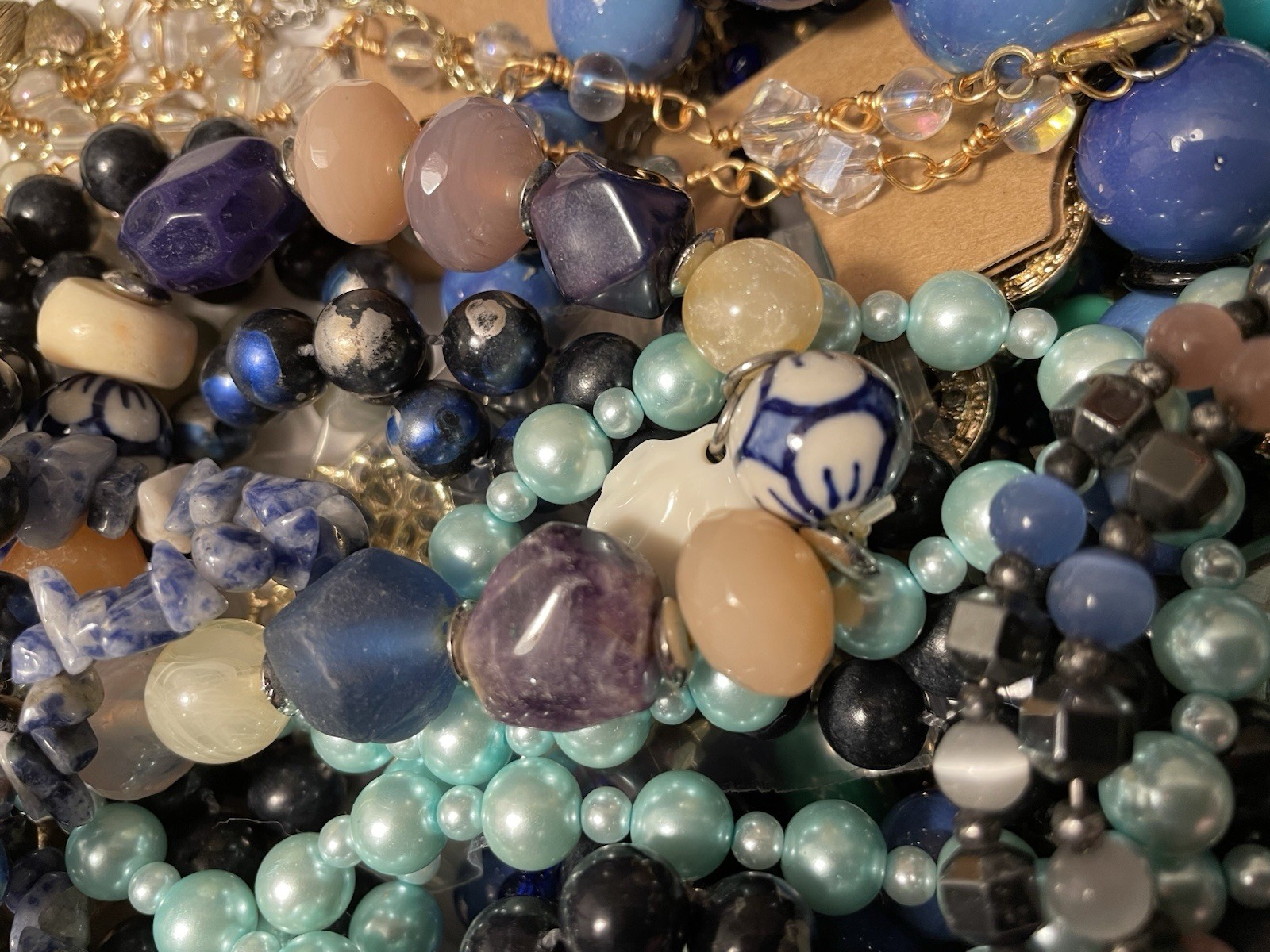4Lb Mixed Mystery Jewelry Lot Vintage Mod Boho Beaded Necklaces Bracelets