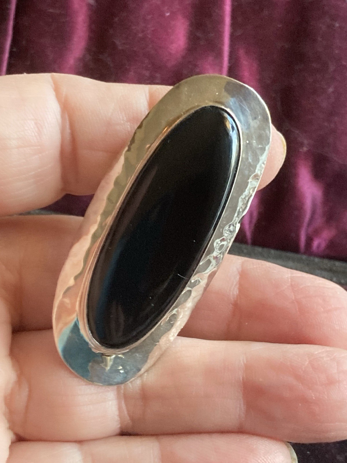 Vintage Dominique Dinouart Sterling Onyx Statement Ring 5.5