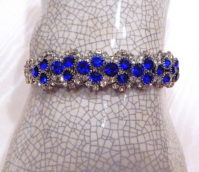 Retro Vintage Rhinestone Bypass Wrap Flex Coil Cuff Bracelet MONET NWOT S44