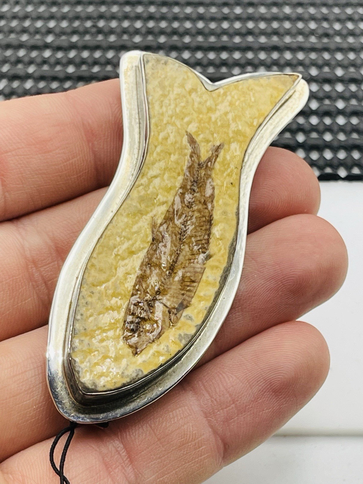 Amy Kahn Russell Vintage Sterling Silver Fish Fossil Brooch Pin