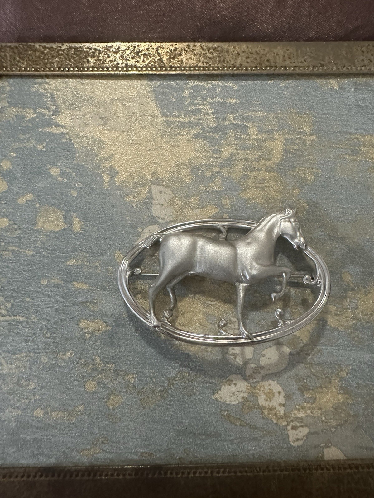 Vintage Equestrian Sterling Silver Horse Pin Brooch